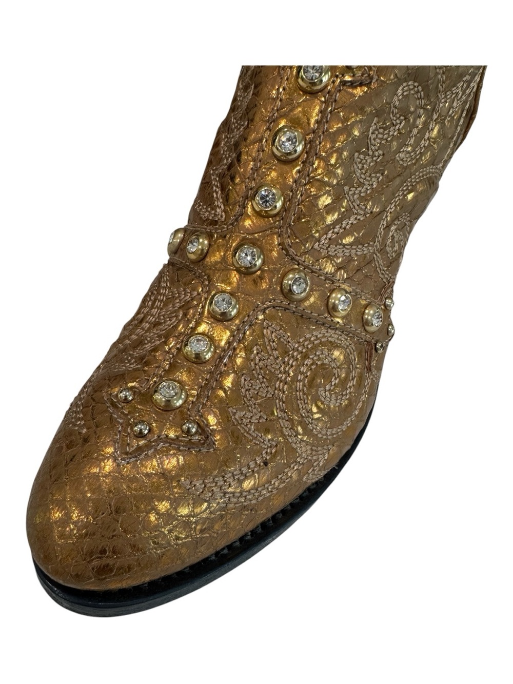 BALDAN embellished gold python luxury boots, 38, never worn - Picture 11 of 14